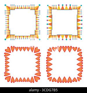 Geometric pattern frame. Triangular ornament element. Colorful decorative background. Vector illustration. Stock Vector