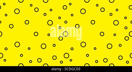 Polkadot Line Seamless Pattern Black and Yellow Color Background Stock Vector