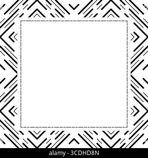 Monochrome seamless pattern of interrupted lines. Black diagonal squares. Ornament of different thickness lines. Neutral geometric background for wall Stock Vector