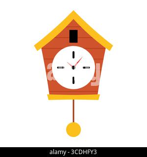 Modern Cuckoo Clock Vector Illustration. This vector illustration features a charming, modern cuckoo clock design with a playful yet minimalist style. Stock Vector