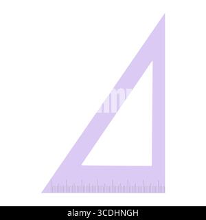 Purple triangular ruler with centimeter measurements on white background Stock Vector