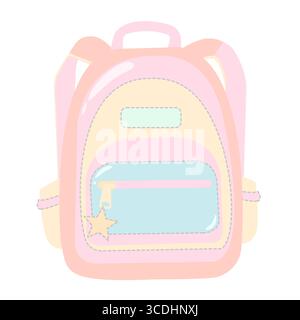 Pastel backpack with star charm and front pocket Stock Vector