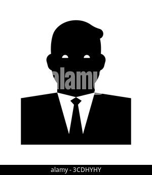 anonymous businessman in suit. Symbolizes profile, secrecy, mystery, corporate identity, and security. Ideal for anonymity and professional concepts. Stock Vector