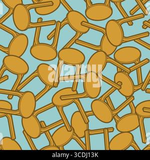 Seamless pattern stools, representing cafe furniture, interior design, and stylish seating arrangement for restaurants and bars. Stock Vector