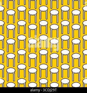 Seamless pattern of yellow and white chairs, minimalistic furniture background for design, interior decor, and textile prints. Modern vector illustrat Stock Vector