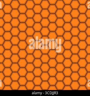 Vector seamless orange hexagon pattern with shadow Stock Vector