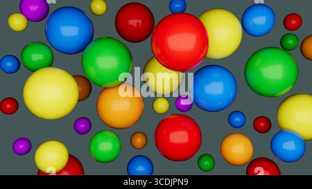 Multicolored 3D balls on the background of different sizes Stock Photo