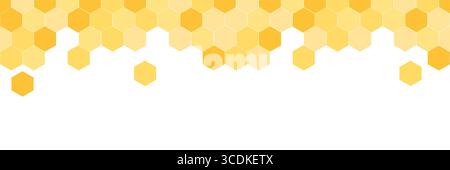 Seamless border pattern with honeycomb. Cute beekeeping frame design isolated on white background. Vector illustration. Stock Vector