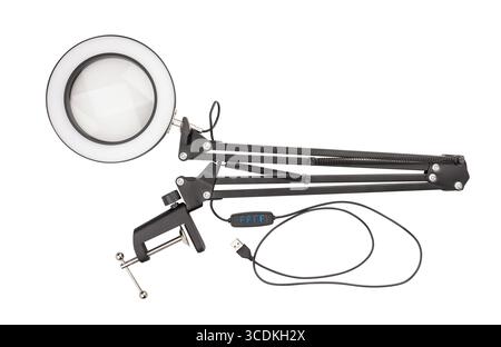 magnifying lamp path isolated on white Stock Photo