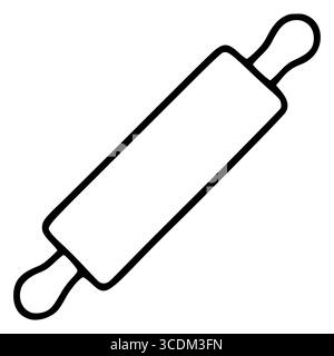 A vector illustration of a simple, minimalist rolling pin, perfect for baking-related designs, featuring clean lines and a bold black outline against Stock Vector