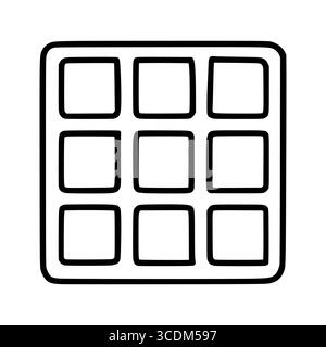A stylish vector illustration of a waffle iron grid, featuring a bold black outline and a simple, minimalist design, perfect for various design projec Stock Vector