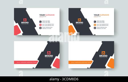 Creative corporate business card or visiting card design template. Modern shapes identity card, contact, branding, stationery design layout template. Stock Vector