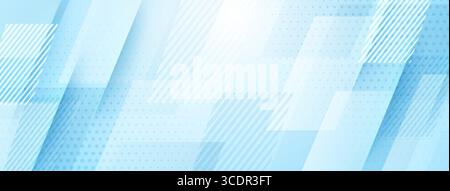A soothing light blue abstract background with layered diagonal stripes and dots, creating a sense of depth and visual interest, perfect for a calming Stock Vector