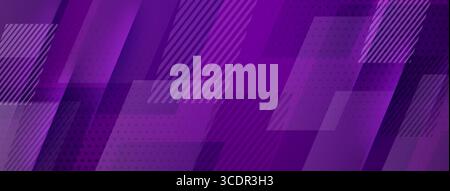 Purple abstract background with diagonal stripes and dots, creating a dynamic effect with layered geometric shapes. Stock Vector