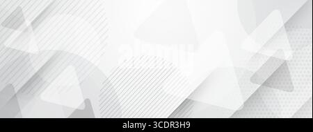 White and gray abstract shapes, lines, and dots create a layered, dynamic background. Stock Vector