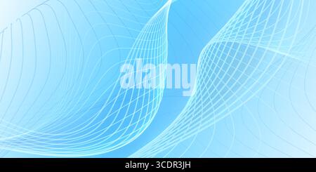 Light blue abstract background with curved white lines creating a wave-like effect. Stock Vector