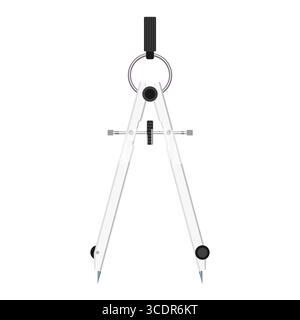 Spring divider, distance measuring tool. Vector illustration isolated on white background Stock Vector