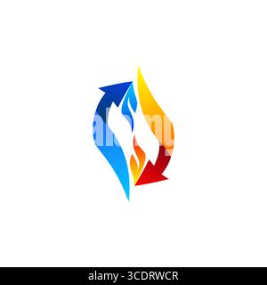Arrows flame connection logo. Cconcept sign arrows elements fire logo symbol icon vector design Stock Vector