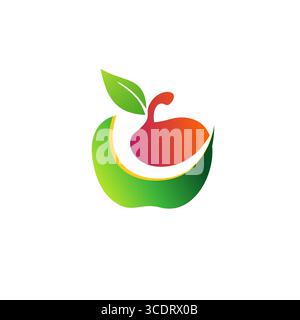 apple fruit logo, illustration fruits and health concept smile logo symbol icon vector design Stock Vector