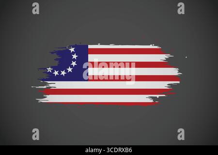 Betsy Ross American Flag Design with Artistic Brushstrokes. Stock Vector