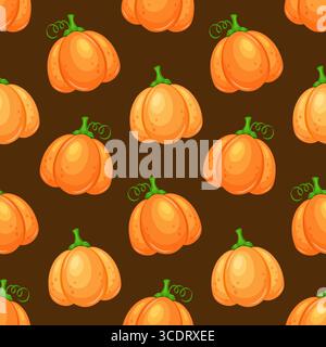 Cute cozy autumn seamless pattern with pumpkins. Perfect for seasonal designs, or home decor Stock Vector