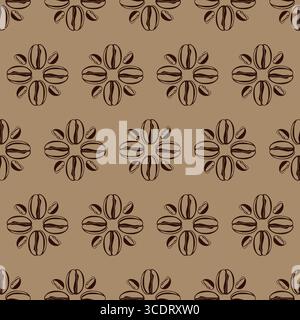 Seamless geometric pattern with icons of coffee beans. pattern coffee vector Stock Vector