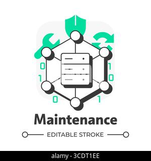 Maintenance flat outline concept icon Stock Vector