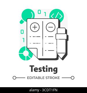 Testing flat outline concept icon Stock Vector