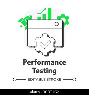 Performance testing flat outline concept icon Stock Vector
