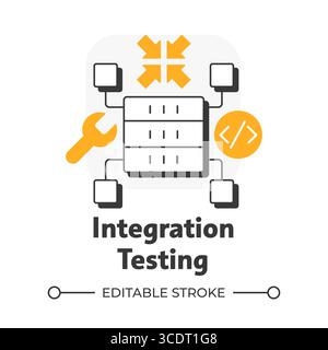 Integration testing flat outline concept icon Stock Vector