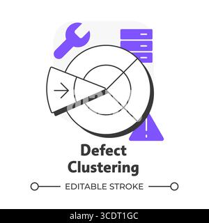 Defect clustering flat outline concept icon Stock Vector