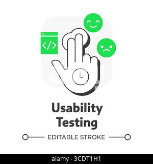 Usability testing flat outline concept icon Stock Vector