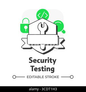Security testing flat outline concept icon Stock Vector