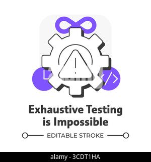 Exhaustive testing is impossible flat outline concept icon Stock Vector