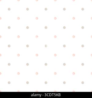 Watercolor seamless polka dot pattern in soft pastel pink and beige. Background for textiles, nursery decor, baby shower invites, wrapping, scrapbook, Stock Photo