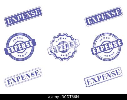 A Collection of Expense Rubber Stamps and Seals Stock Vector
