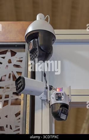 Camera Dome With Led IR Reflectors Sensors CCTV Surveillance Protection System Device Stock Photo
