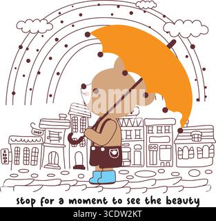 cute bear vector on the stationery Stock Vector