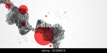 Abstract wireframe art background. Modern science or technology art. Surface illustration. Vector. Stock Vector
