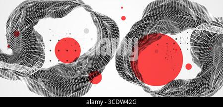 Abstract wireframe art background. Modern science or technology art. Surface illustration. Vector. Stock Vector