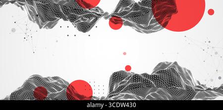 Abstract wireframe art background. Modern science or technology art. Surface illustration. Vector. Stock Vector