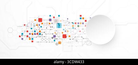Abstract technology concept. Circuit board, high computer color background. Vector illustration with space for content, web - template, business tech Stock Vector