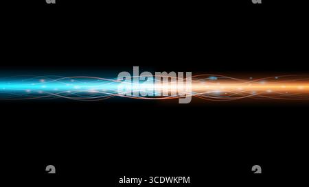 Vibrant glowing wave with smooth gradient from blue to orange on a dark background. Perfect for technology, energy, sound, or digital theme visuals wi Stock Vector