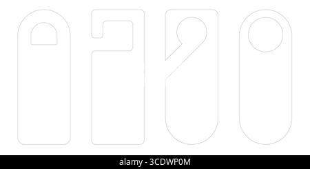 Cardboard hotel door hang signs set with die cut handle shapes. Paper tag mockup for room service or flyer display. Vector icon design of hanger Stock Vector