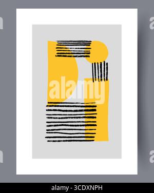 An Abstract Geometric Composition Featuring Bold Yellow and Striking Black Elements Stock Photo