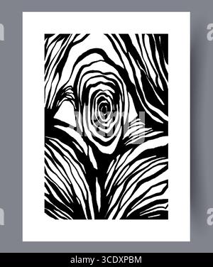 An Artistic Abstract Black and White Floral Pattern Featuring Striking and Bold Lines Stock Photo