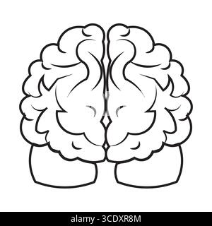 Human brain icon with editable stroke, Simple brain diagram illustration Stock Vector