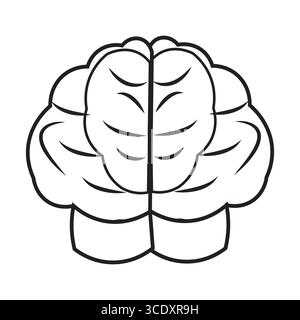 Human brain icon with editable stroke, Simple brain diagram illustration Stock Vector