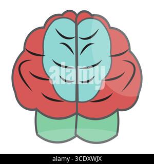 Colorful vector human brain illustration with sections on light background Stock Vector