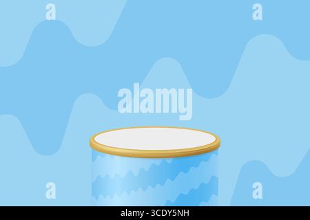 Podium or 3D product display in blue with an abstract design and circus, comedic, and childlike style. Stock Vector